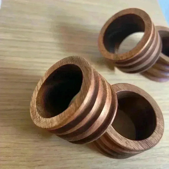 NEW Aldi Wooden Napkin Rings Set 4pieces dining table decor boho - Picture 3 of 4